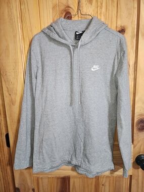 Nike Men’s Gray Crewneck Hoodie with White Swoosh